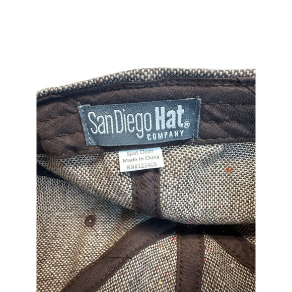 San Diego Hat Company Newsboy Cap Tweed Brown Adjustable Size - Picture 5 of 9